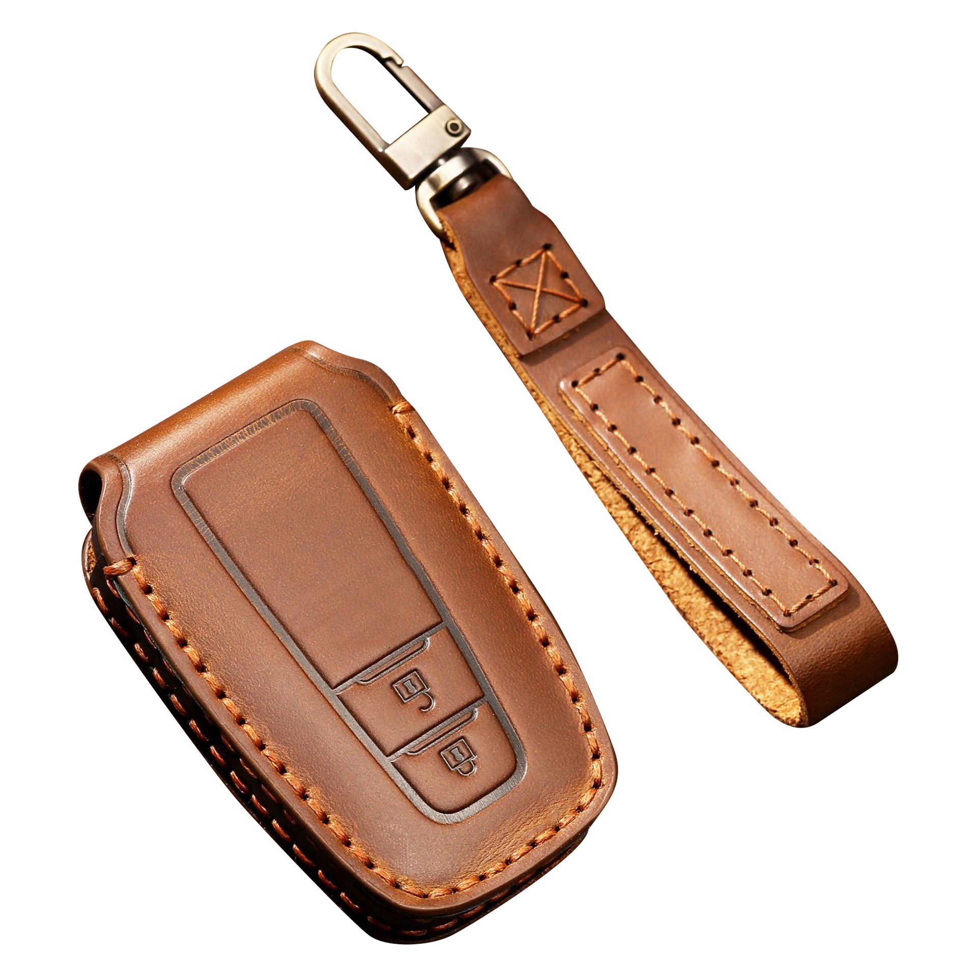 HALLMO Car Remote Key Cover for C005 18 Toyota 2-Keys Crazy Horse Cowhide Leather Protective Case HALLMO Car Remote Key Cover for C005 18 Toyota 2-Keys Crazy Horse Cowhide Leather Protective Case